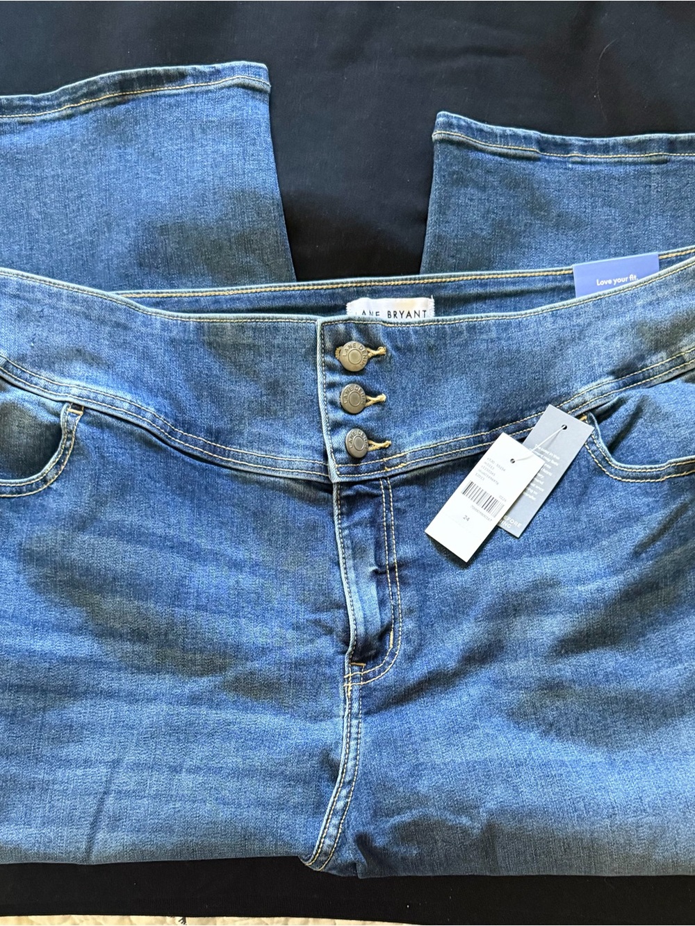 Lane Bryant High-Rise Medium Blue Triple-Button Jeans